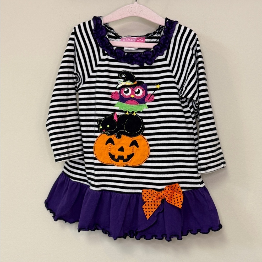 Good Lad: Girls Black / White / Purple Halloween Long Sleeve Tee, Size 3T
